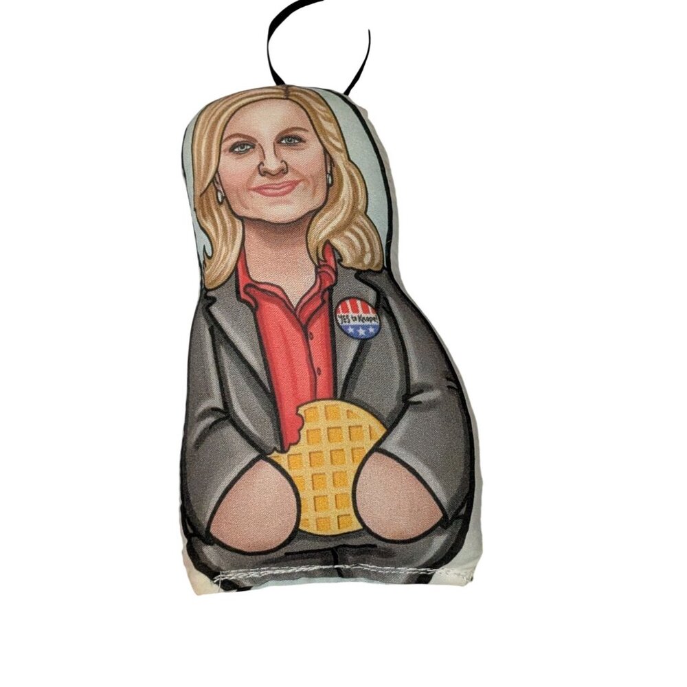 Leslie Knope-Inspired Plush Ornament With Waffle And Quote Design